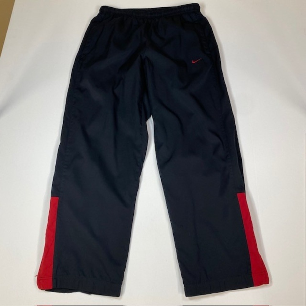 Nike Track Pants Black Red Side‎ Stripe Elastic Waistband Mens Large